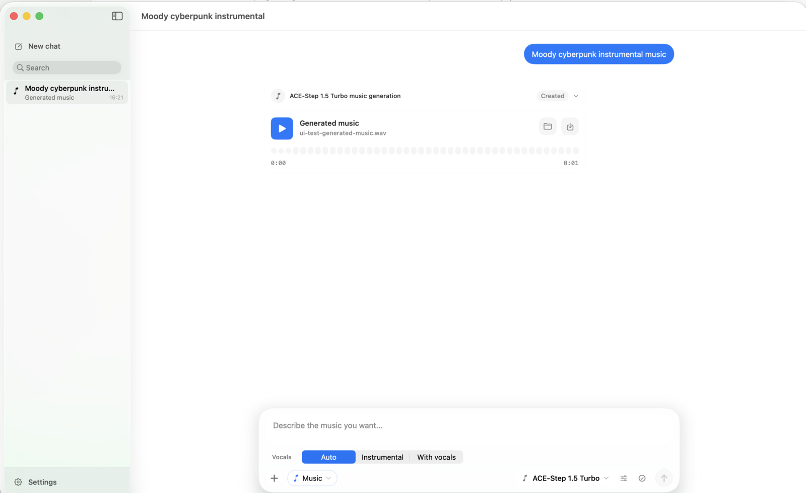MLXtra music generation workflow with generated music controls.